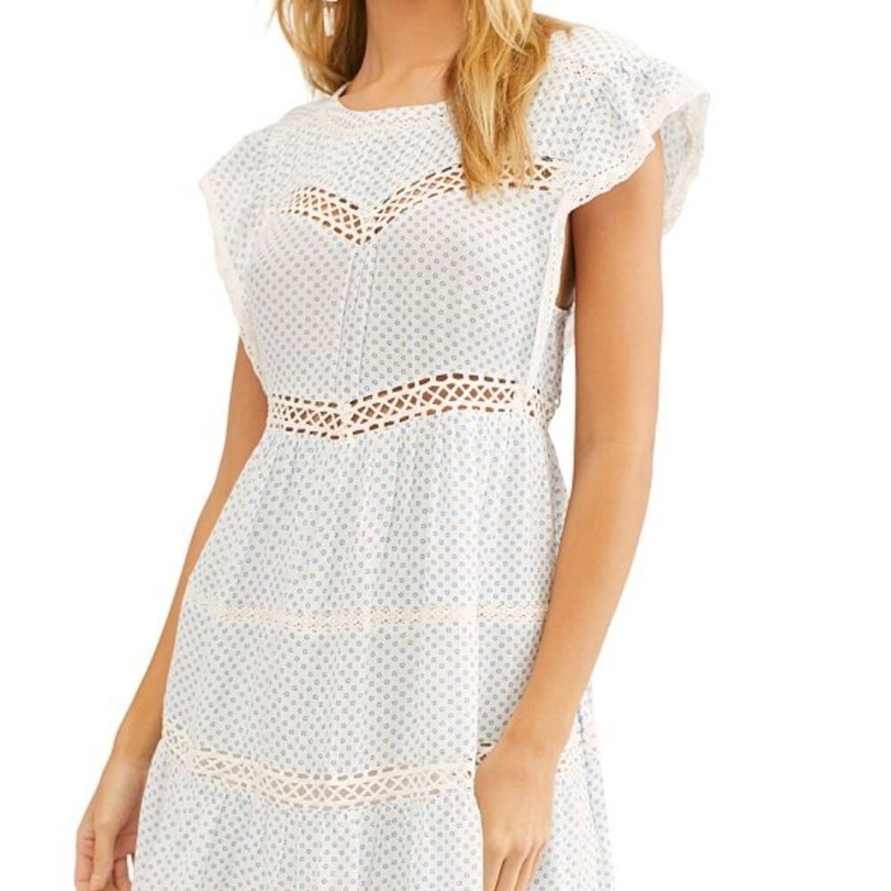 Free People Retro Kitty White Dress Size Large New